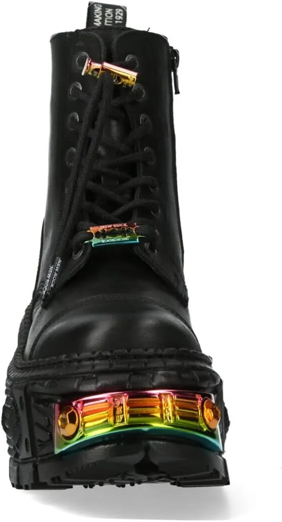 New Rock Boots WALL83CCT-S8 Mens Metallic Black Leather Platform Gothic Boots