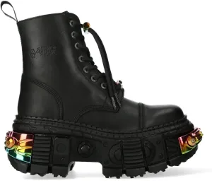 New Rock Boots WALL83CCT-S8 Mens Metallic Black Leather Platform Gothic Boots