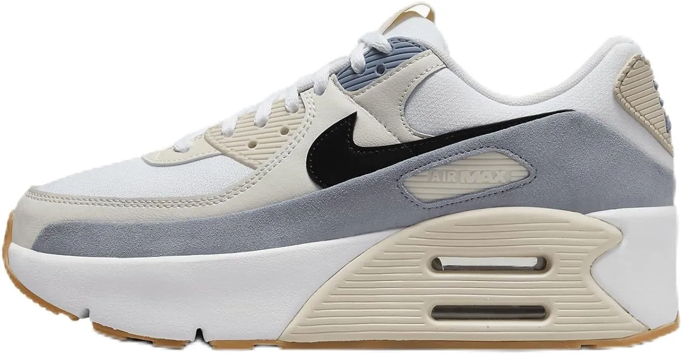 Nike Air Max 90 LV8 Women's Shoes (FD4328-106, White/Ashen Slate/Light Orewood Brown/Black) Size 10