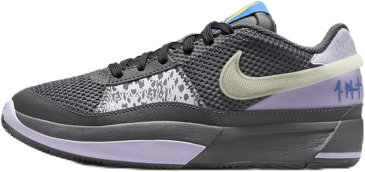 Nike Ja 1 Big Kids' Basketball Shoes (DX2294-002, Iron Grey/Lilac Bloom/Light Photo Blue/Glow) Size 5.5