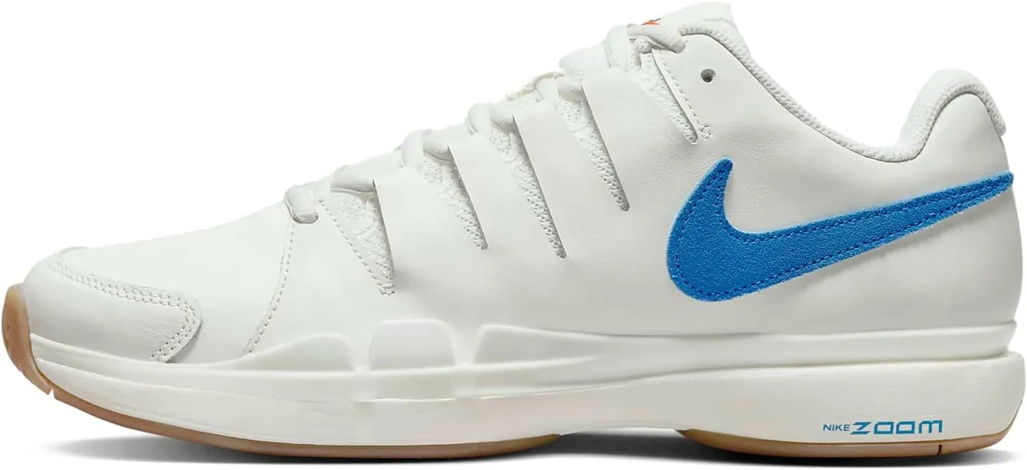 NikeCourt Air Zoom Vapor 9.5 Tour Leather Men's Tennis Shoes (FJ1683-100, Sail/Gum Light Brown/University Blue) Size 11.5