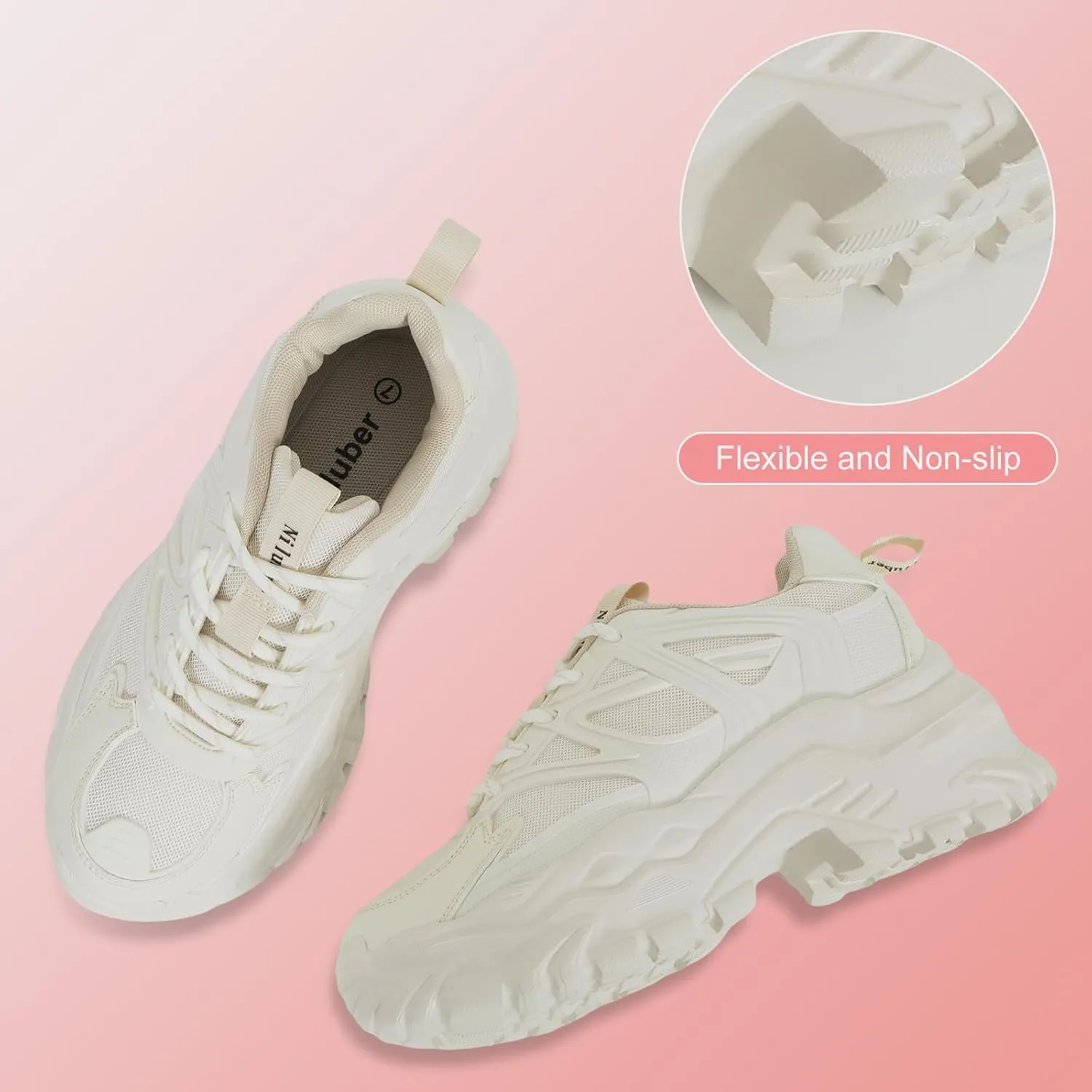Niluber Chunky Sneakers for Women White Black Red Purple Platform Sneakers Comfortable Casual Lace Up Fashion Tennis Shoes