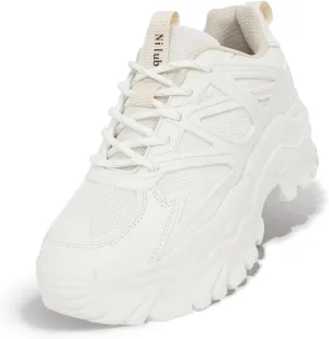 Niluber Chunky Sneakers for Women White Black Red Purple Platform Sneakers Comfortable Casual Lace Up Fashion Tennis Shoes