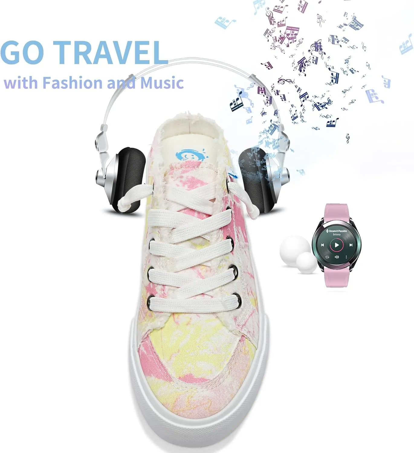 Obtaom Women Canvas Mules Memory Foam Clipper Fashion Sneakers Comfortable Slip-On Mule Backless Holiday Shoes
