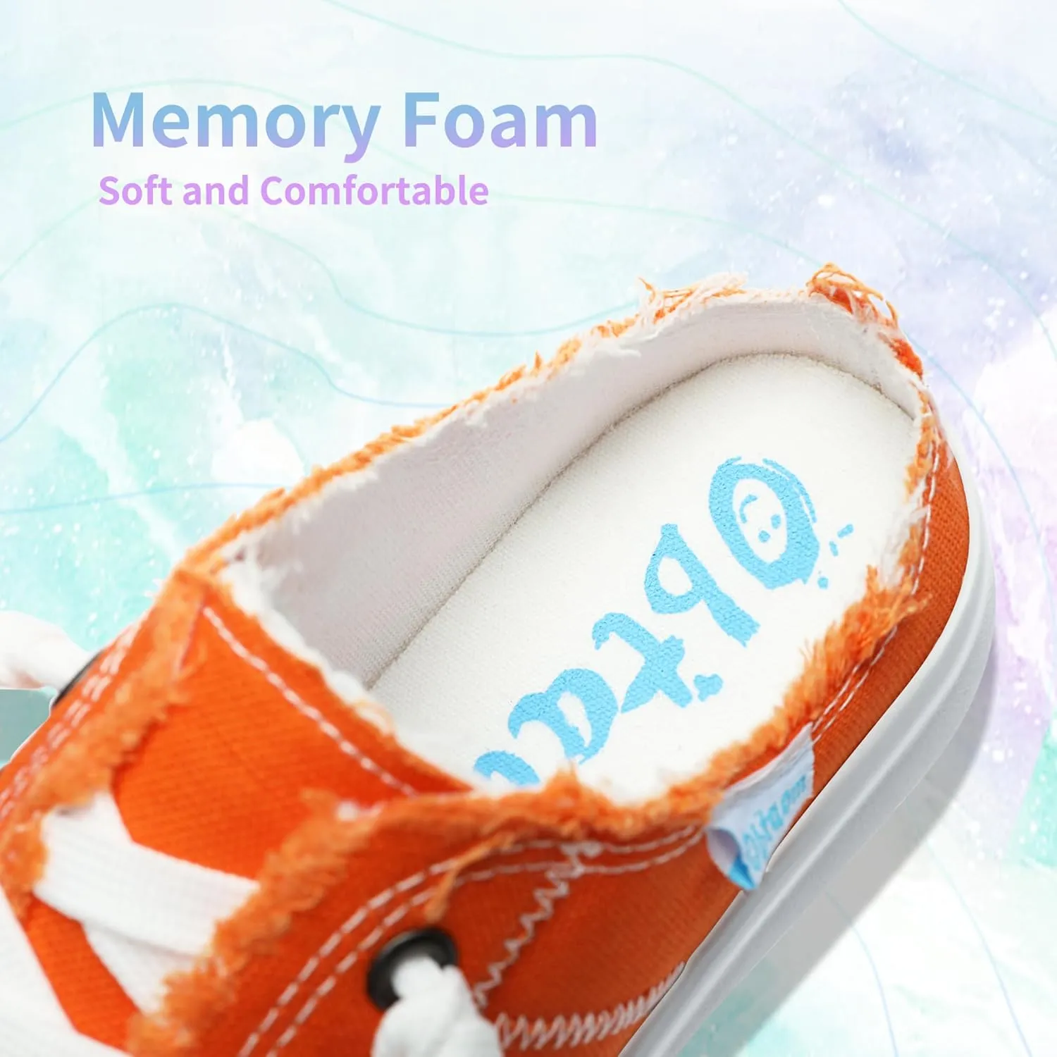Obtaom Women Canvas Mules Memory Foam Clipper Fashion Sneakers Comfortable Slip-On Mule Backless Holiday Shoes