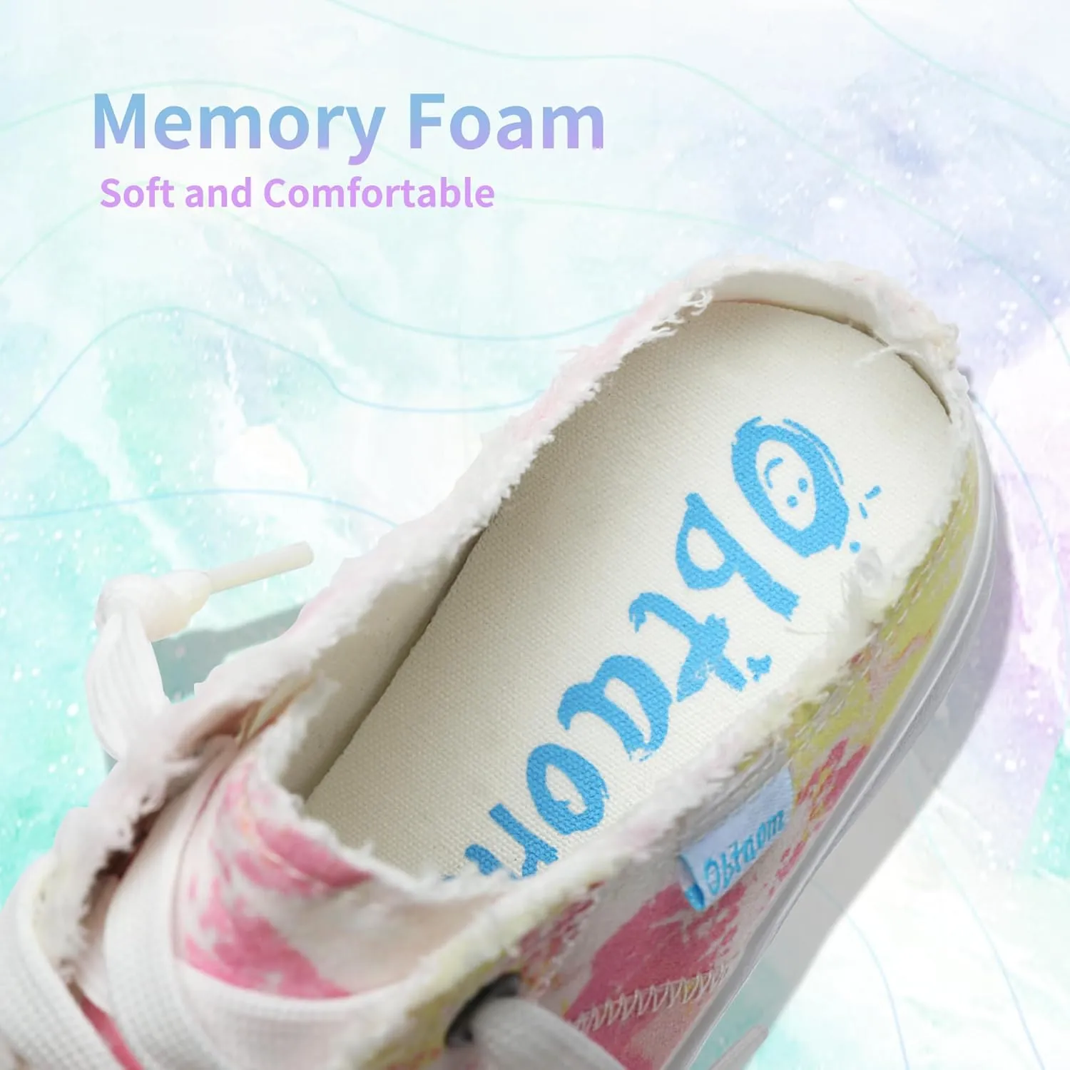 Obtaom Women Canvas Mules Memory Foam Clipper Fashion Sneakers Comfortable Slip-On Mule Backless Holiday Shoes
