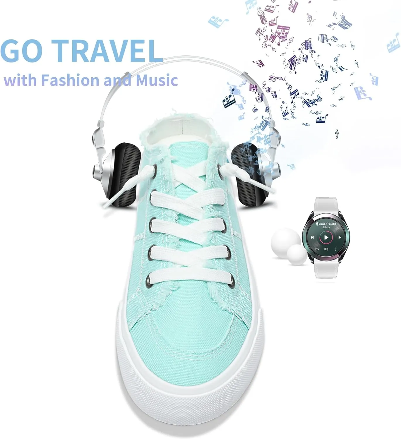 Obtaom Women Canvas Mules Memory Foam Clipper Fashion Sneakers Comfortable Slip-On Mule Backless Holiday Shoes