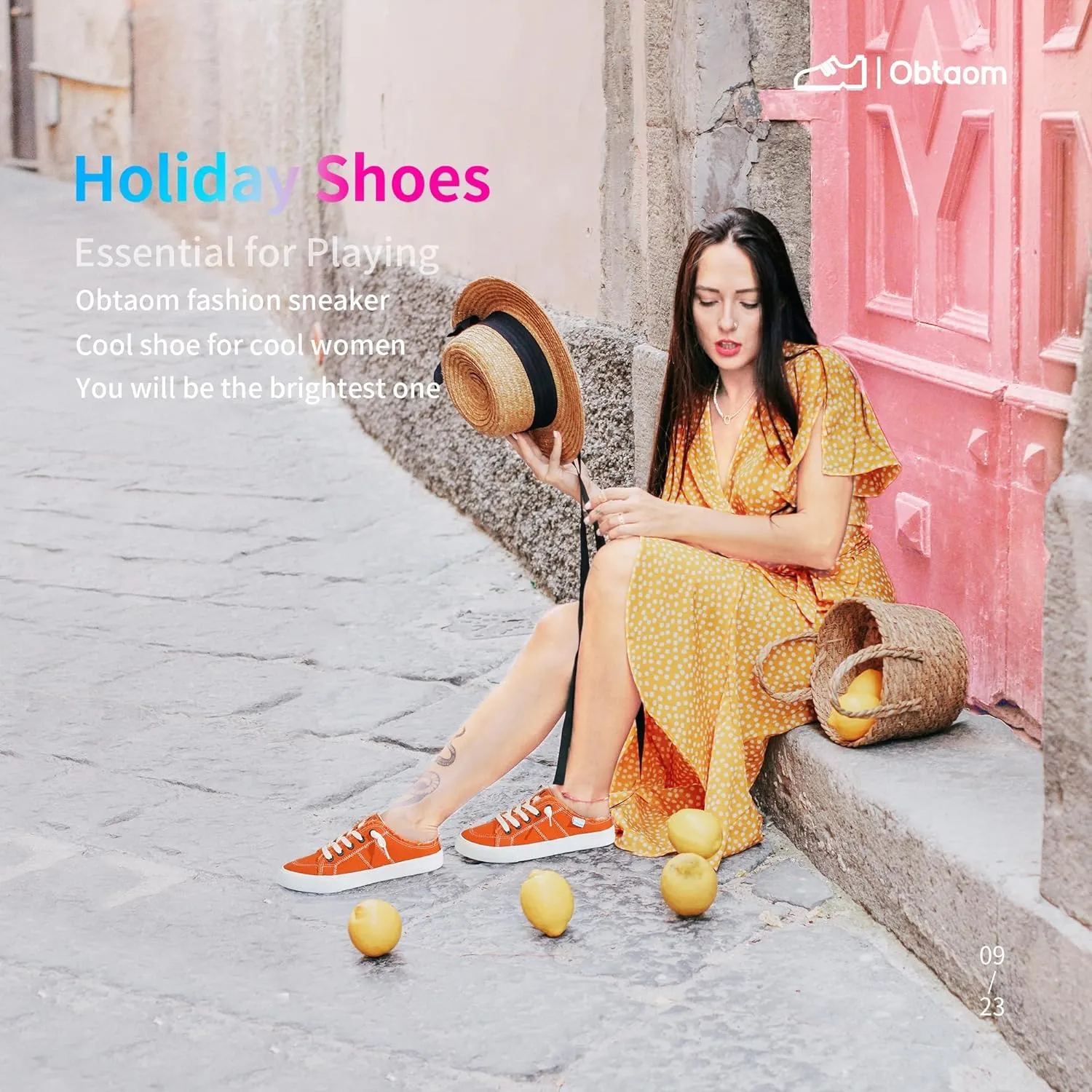 Obtaom Women Canvas Mules Memory Foam Clipper Fashion Sneakers Comfortable Slip-On Mule Backless Holiday Shoes