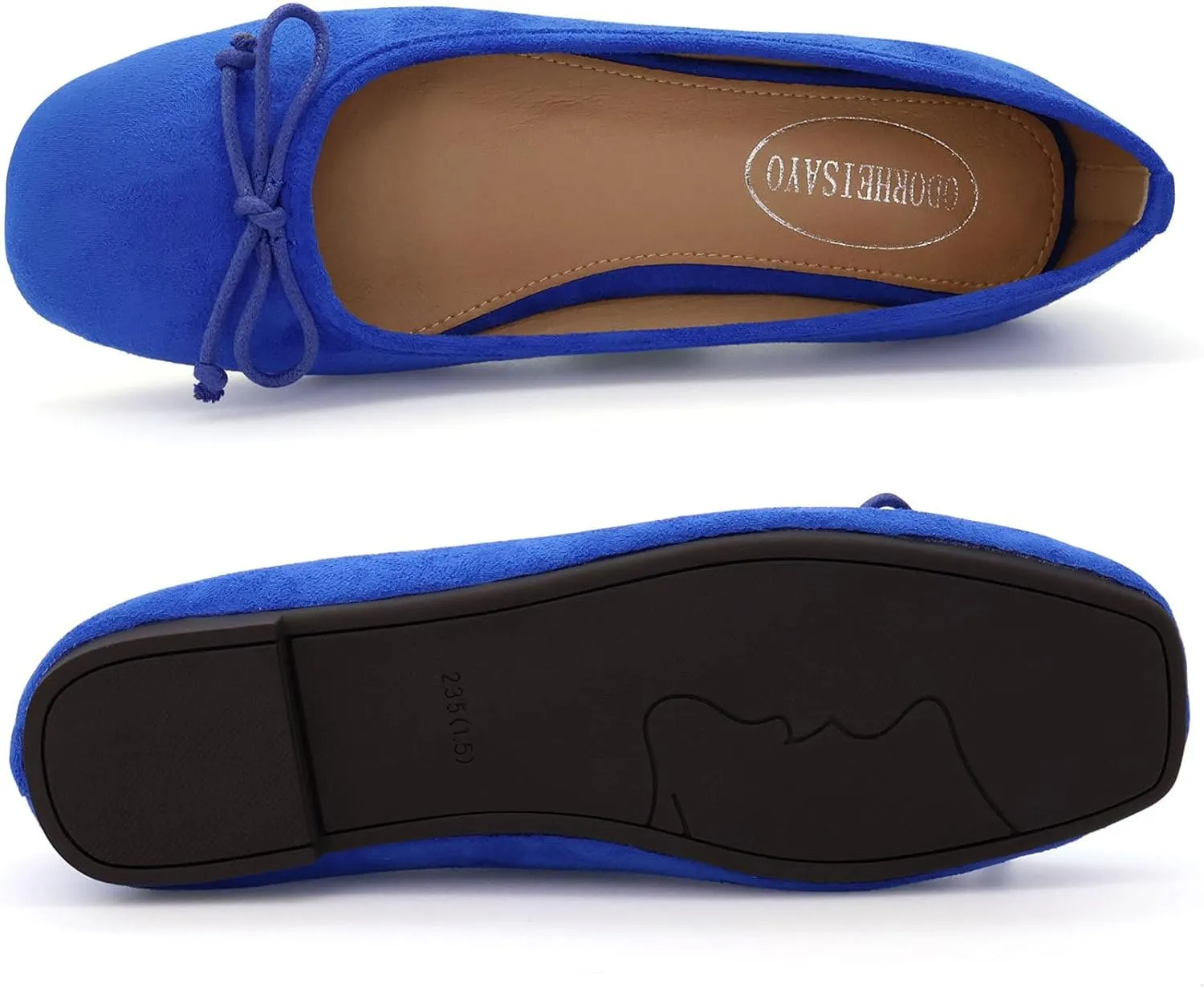 ODORHEISAYO Dress Shoes for Women Office Shoes, Square Toe Ballet Flats Shoes Casual, Cute Bows Flats for Women, Comfort Slip ons Womens Shoes Dressy for Holiday Wedding Work Party
