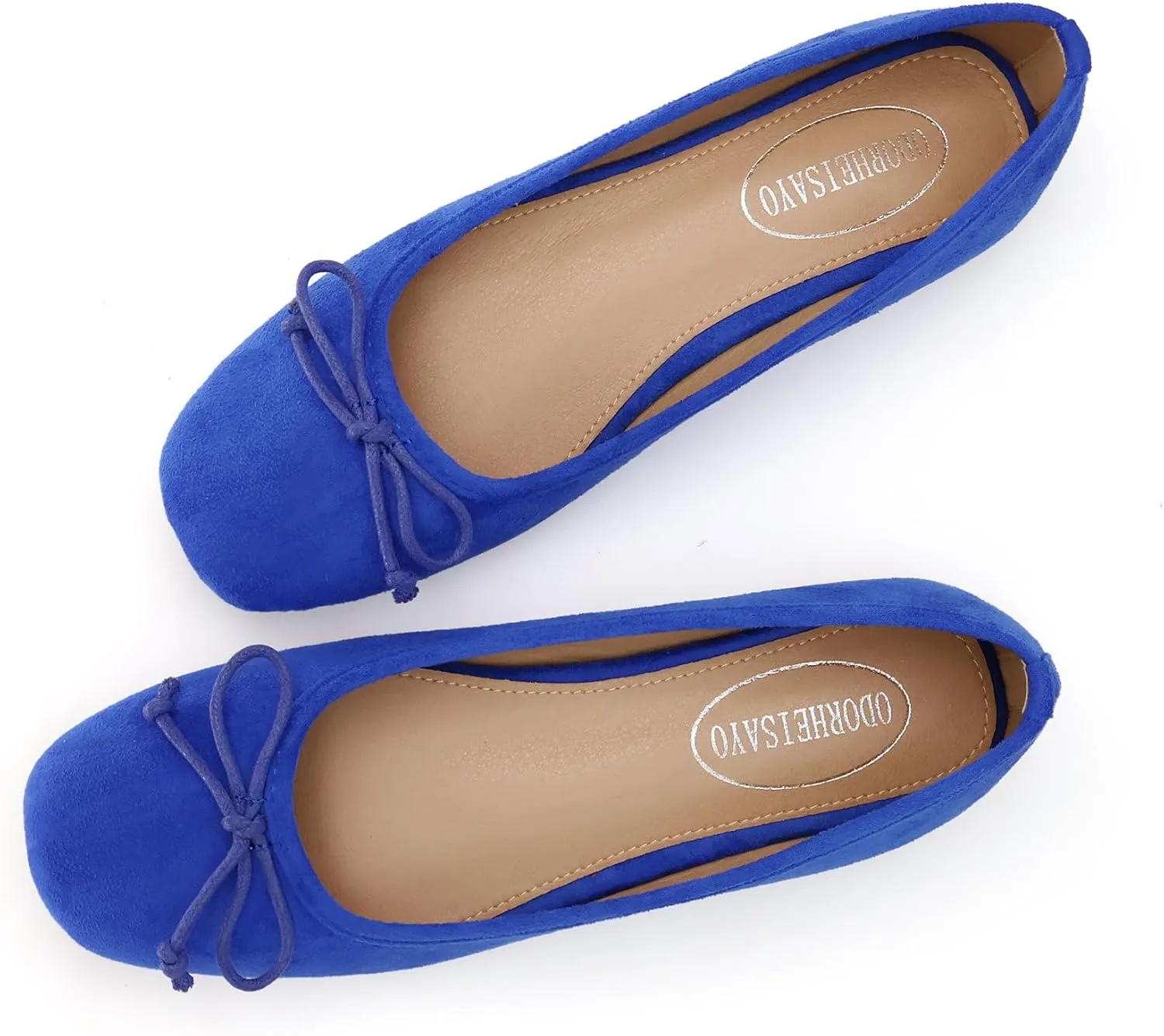 ODORHEISAYO Dress Shoes for Women Office Shoes, Square Toe Ballet Flats Shoes Casual, Cute Bows Flats for Women, Comfort Slip ons Womens Shoes Dressy for Holiday Wedding Work Party