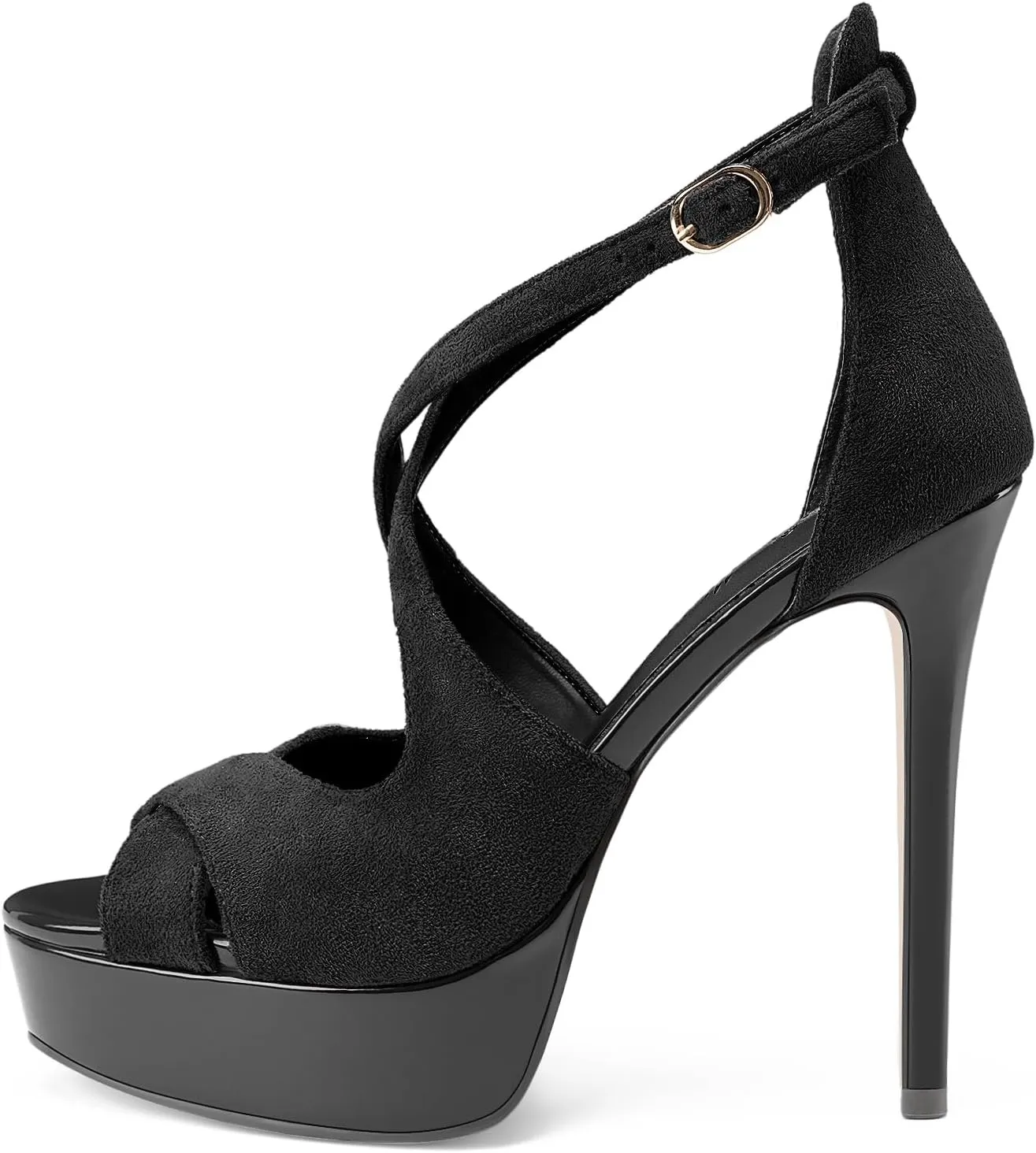 Oh Mispares Platform High Heel Sandals Peep Toe Stiletto Crisscross Strappy Buckle 5 inch Heels Dressy Heeled Sandals for Women/Girls