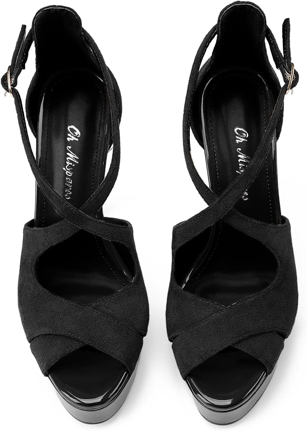 Oh Mispares Platform High Heel Sandals Peep Toe Stiletto Crisscross Strappy Buckle 5 inch Heels Dressy Heeled Sandals for Women/Girls
