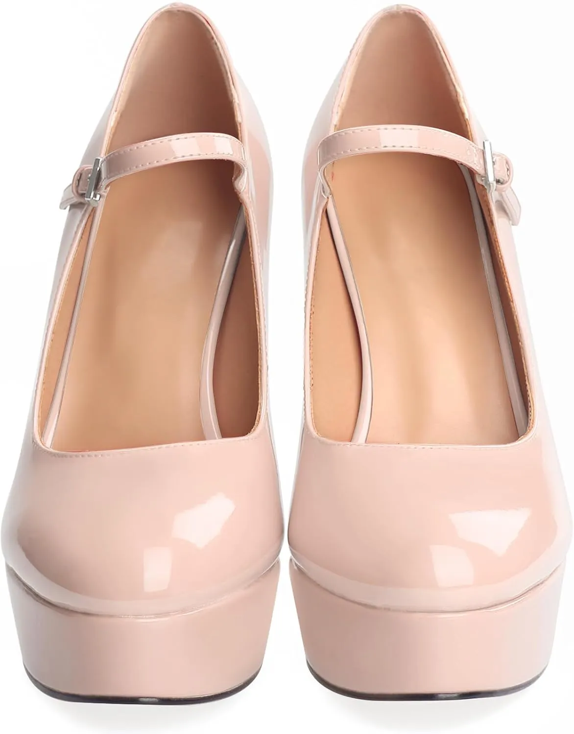 Oh Mispares Women's Platform Stiletto Heels Closed Round Toe Pumps Office Ladies Mary Jane Strap Heeled Pumps Fashion 5.3" Heel Wedding Party Dress Shoes