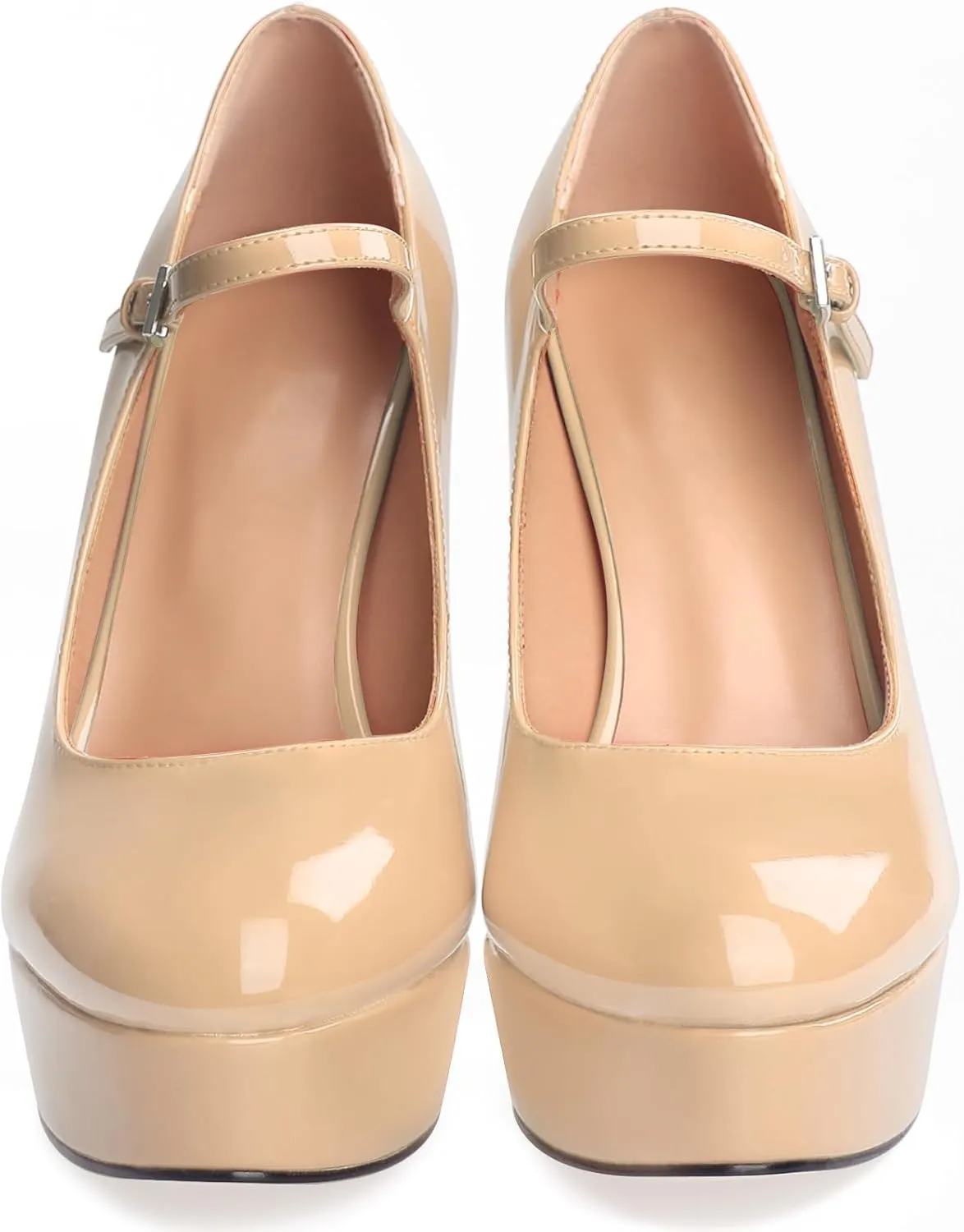 Oh Mispares Women's Platform Stiletto Heels Closed Round Toe Pumps Office Ladies Mary Jane Strap Heeled Pumps Fashion 5.3" Heel Wedding Party Dress Shoes