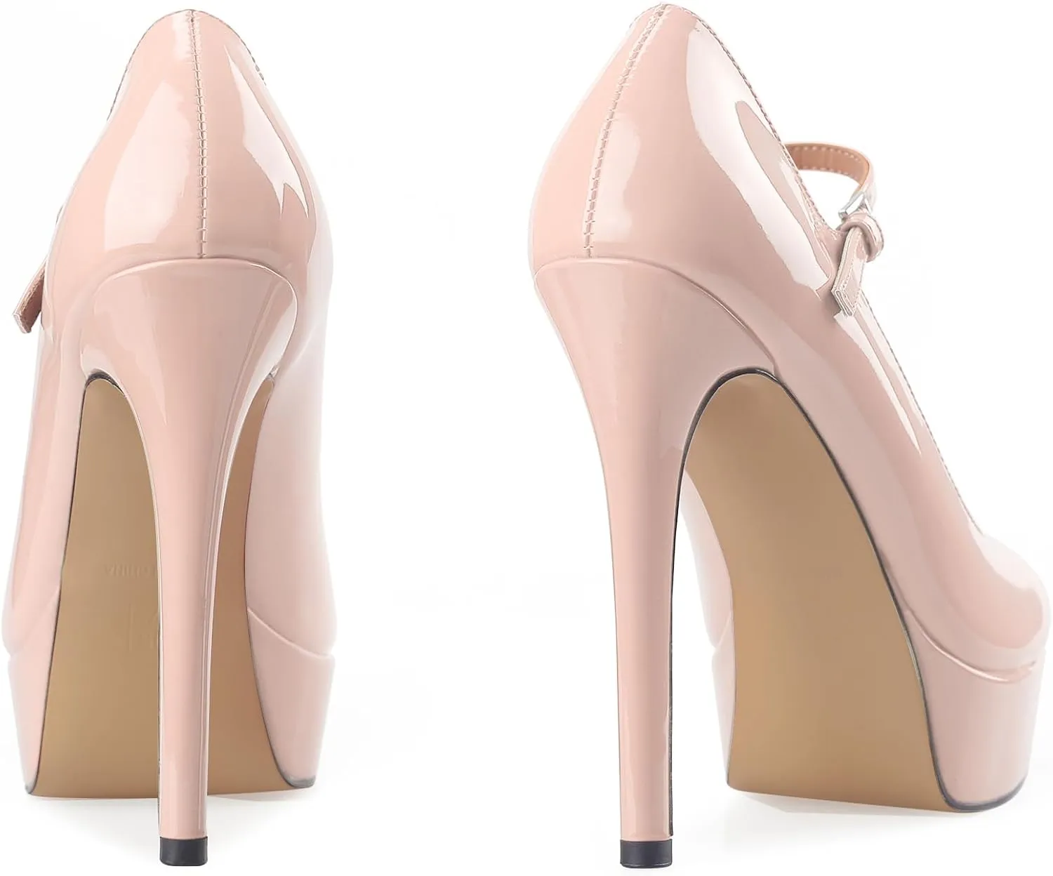 Oh Mispares Women's Platform Stiletto Heels Closed Round Toe Pumps Office Ladies Mary Jane Strap Heeled Pumps Fashion 5.3" Heel Wedding Party Dress Shoes
