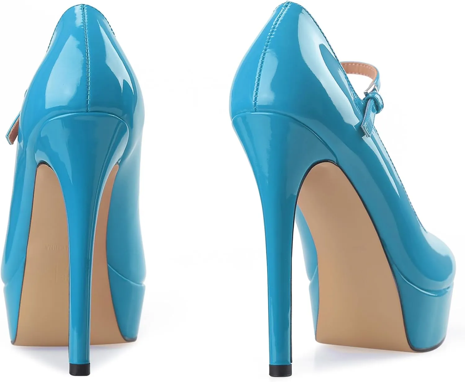Oh Mispares Women's Platform Stiletto Heels Closed Round Toe Pumps Office Ladies Mary Jane Strap Heeled Pumps Fashion 5.3" Heel Wedding Party Dress Shoes