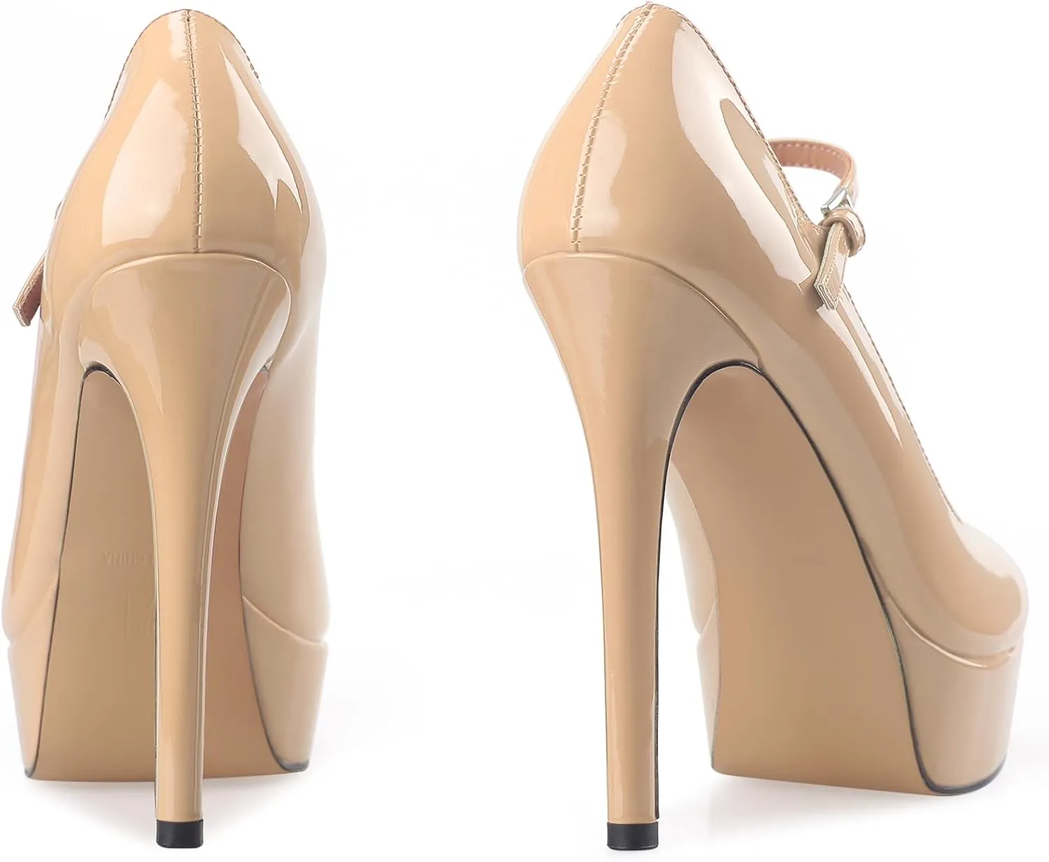 Oh Mispares Women's Platform Stiletto Heels Closed Round Toe Pumps Office Ladies Mary Jane Strap Heeled Pumps Fashion 5.3" Heel Wedding Party Dress Shoes