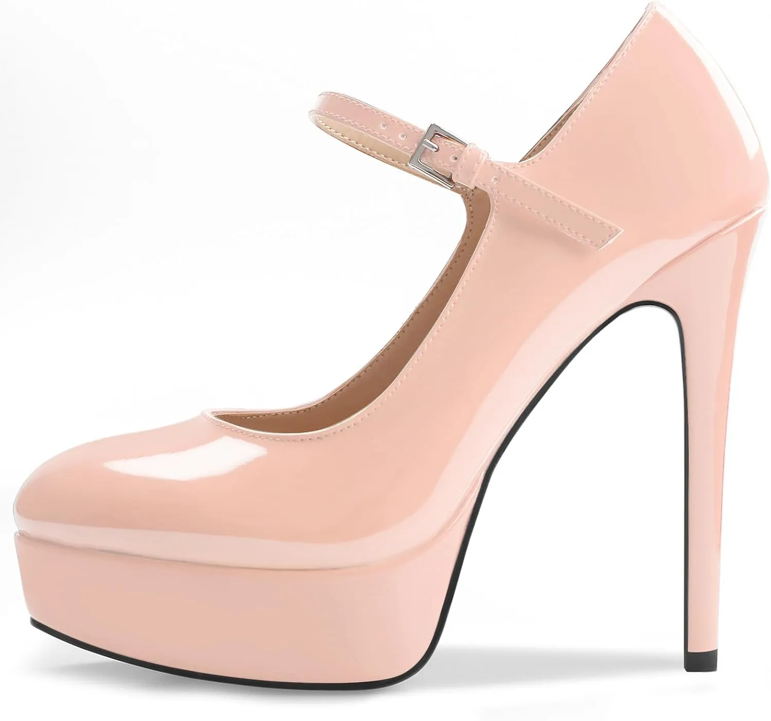 Oh Mispares Women's Platform Stiletto Heels Closed Round Toe Pumps Office Ladies Mary Jane Strap Heeled Pumps Fashion 5.3" Heel Wedding Party Dress Shoes