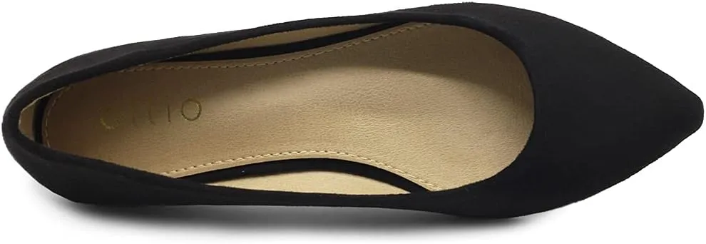Ollio Women's Ballet Comfort Light Faux Suede Multi Color Shoe Flat