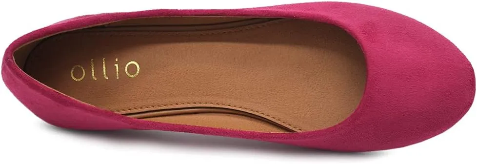 Ollio Womens Shoe Ballet Light Faux Suede Low Heels Flat