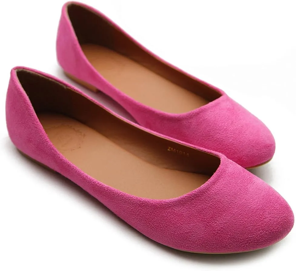 Ollio Womens Shoe Ballet Light Faux Suede Low Heels Flat