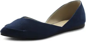 Ollio Women's Shoe Faux Suede Light Comfort Stitching D'Orsay Pointed Toe Ballet Flats F78