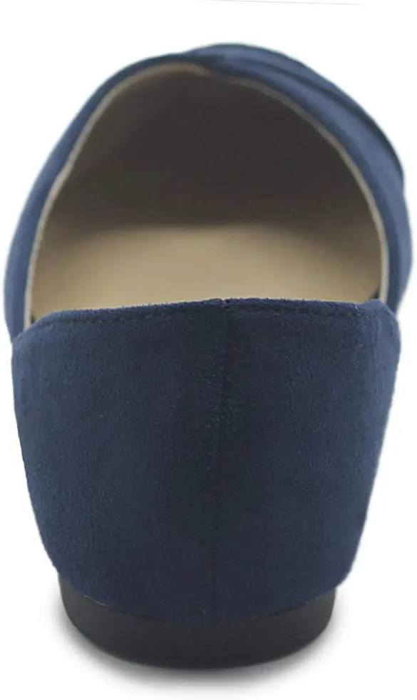 Ollio Women's Shoe Faux Suede Light Comfort Stitching D'Orsay Pointed Toe Ballet Flats F78