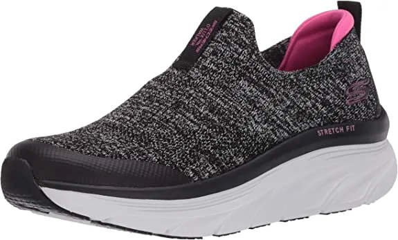On D'Lux Skechers Efficient delivery Pull Black/Pink Knit Walker Low Proven track record Upgrade Mesh Sneaker Top Quick