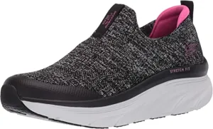 On D'Lux Skechers Efficient delivery Pull Black/Pink Knit Walker Low Proven track record Upgrade Mesh Sneaker Top Quick