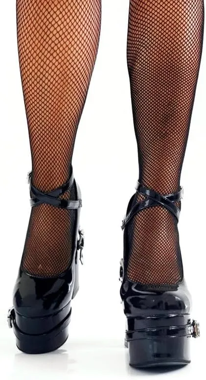 onlymaker Close Toe Chunky Heeled Platform Mary Jane Pumps for Women Cross Buckle up Strappy Rivet Studded Party Shoes
