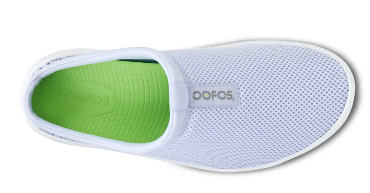 Oofos White & Purple Jade OOcoozie Women's Sport Mules 5275-PPL-JADE