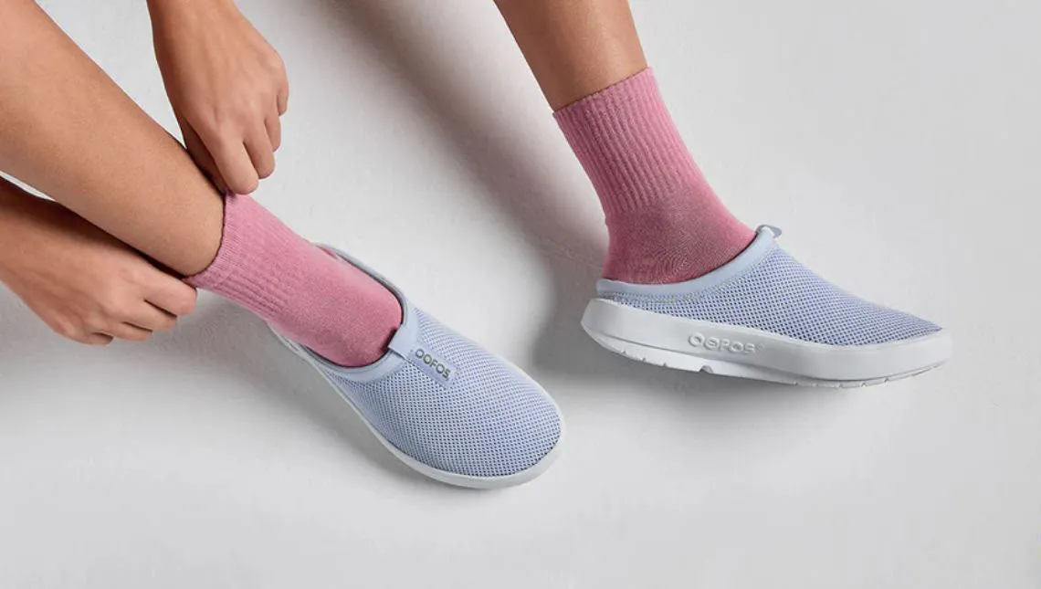 Oofos White & Purple Jade OOcoozie Women's Sport Mules 5275-PPL-JADE