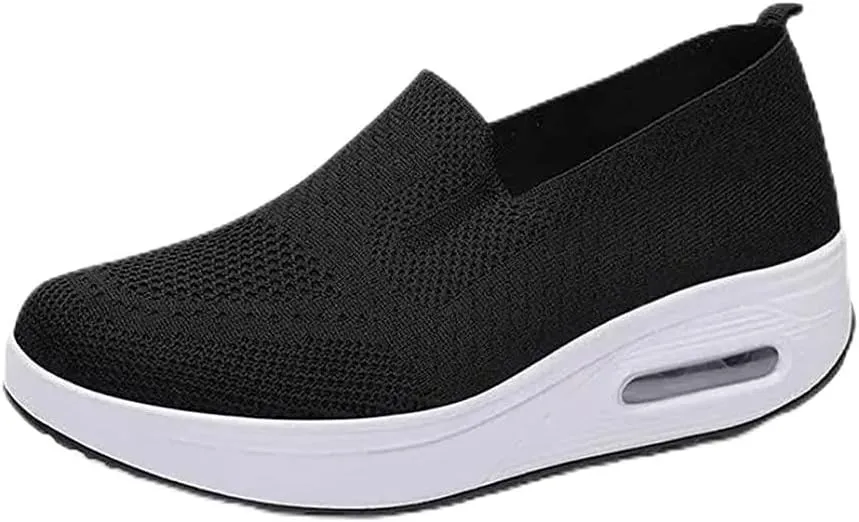 Orthopedic Walking Shoes for Women, Slip-On Light Air Cushion Mesh Up Stretch Platform Orthopedic Sneakers for Arch Support