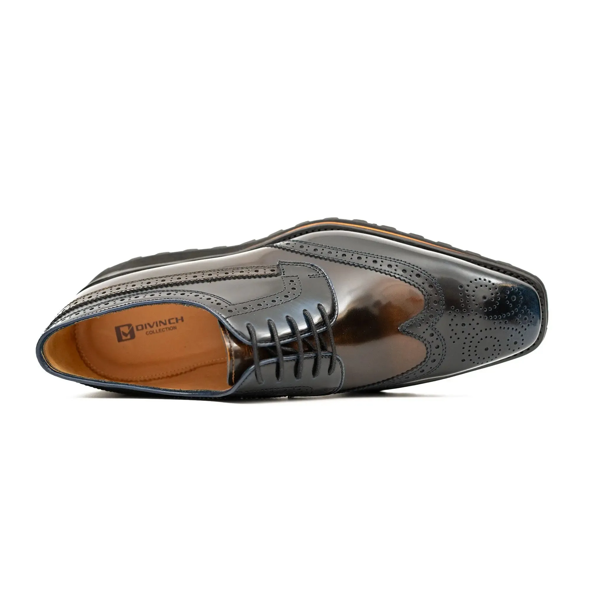 Patent leather shoes Platform brogues Blue
