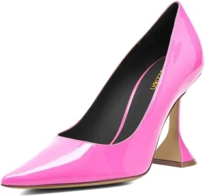 Pazzion Women Fashion Closed Pointed Toe Pumps High Heels Slip On Solid Color Shoes for Casual Walking Dating Outfit Size 4-16 US