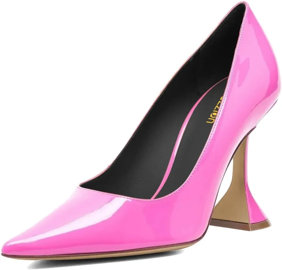 Pazzion Women Fashion Closed Pointed Toe Pumps High Heels Slip On Solid Color Shoes for Casual Walking Dating Outfit Size 4-16 US