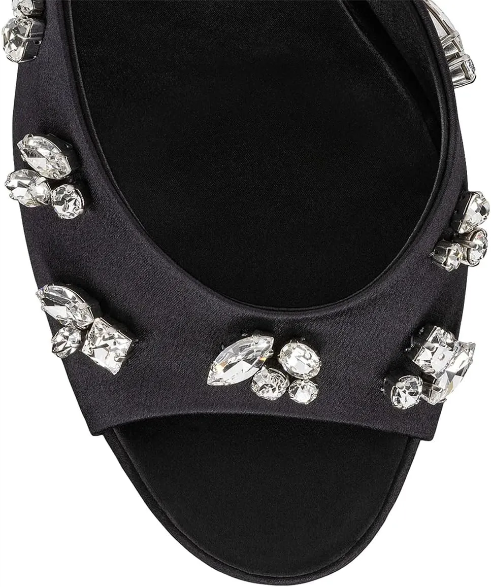 Pazzion Women Open Toe High Heel Mules Crystal Strass Slip On Summer Party Slides Sandals Dress Shoes Size 4-16 US