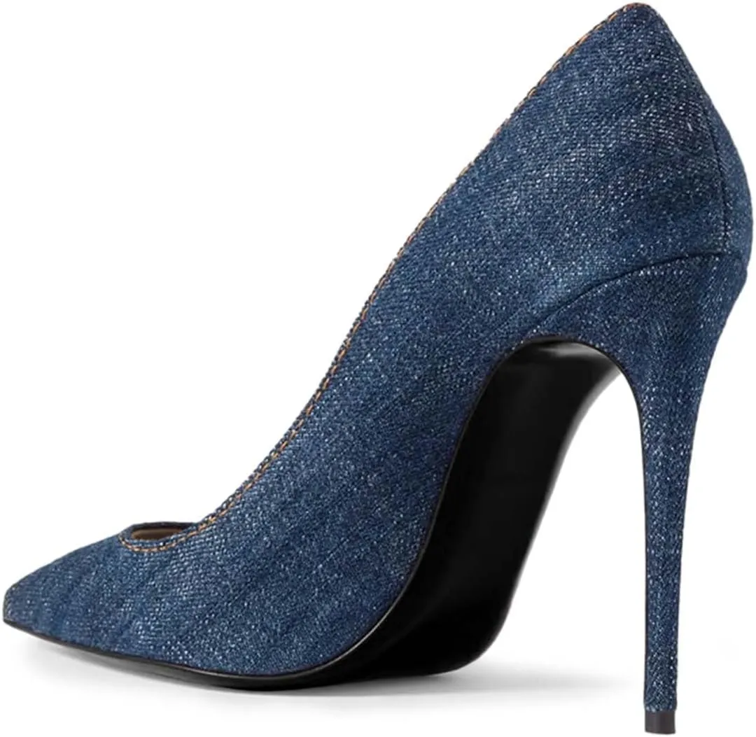 Pazzion Women's Sleek Closed Pointed Toe High Heel Pumps Fashion Slip On Thin Heeled Shoes for Outdoor Shopping Prom Size 4-16 US