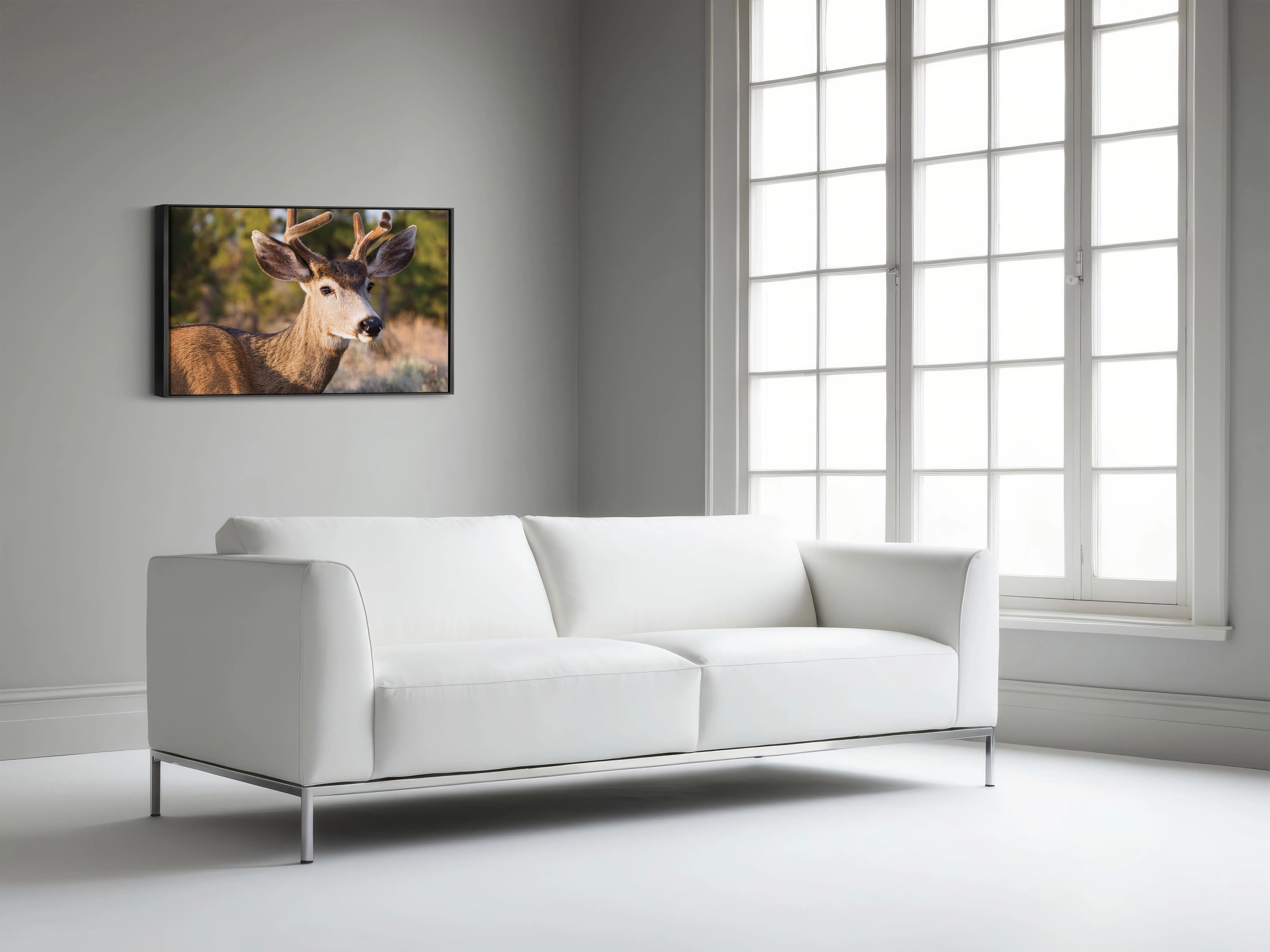Peaceful Stag – Meadow Watcher: Mule Deer Art - Gentle Animal Portrait
