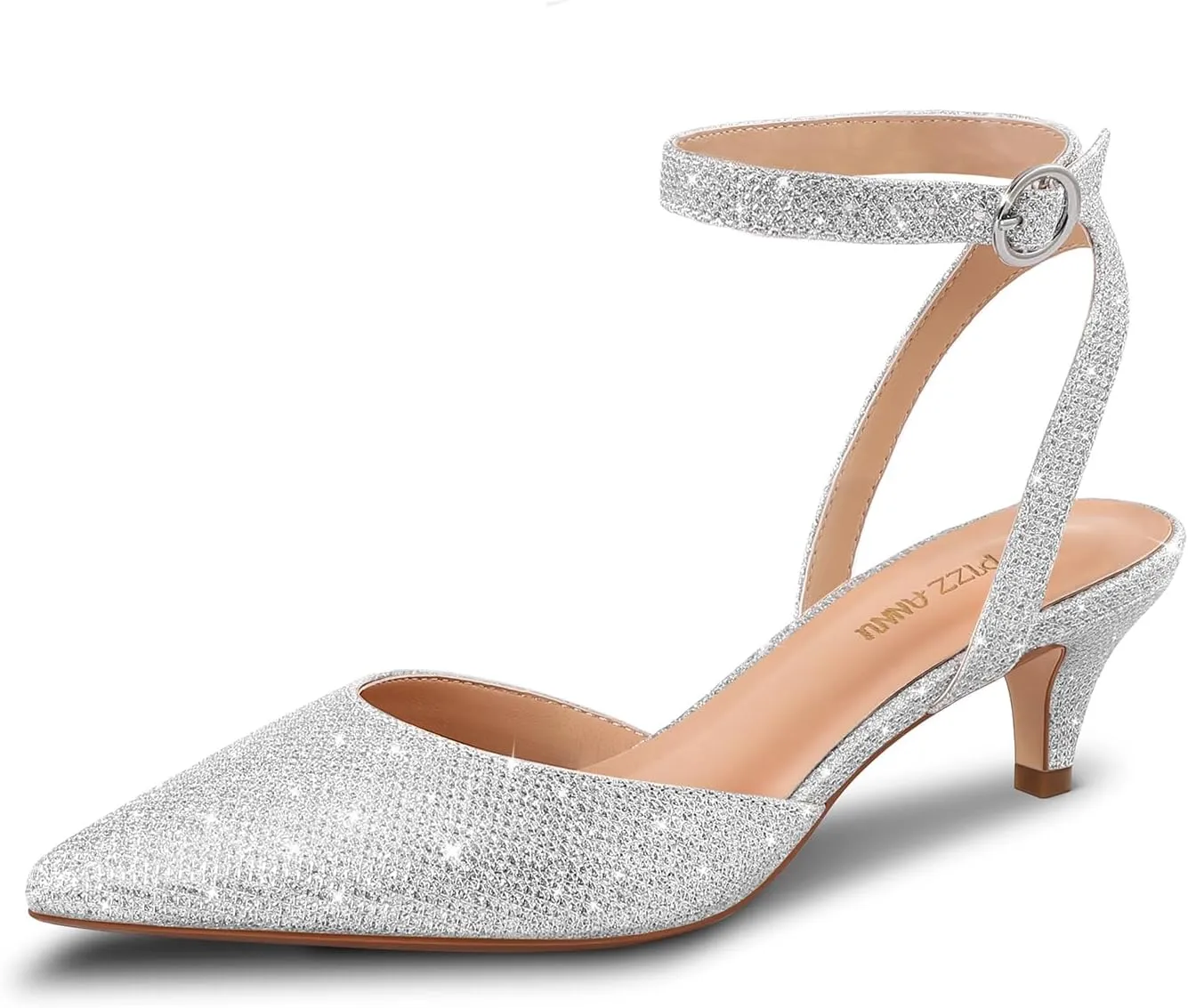 PIZZ ANNU Women's Aliaa Pointed Toe Low Kitten Heels Comfort Wedding Party Casual Dress Closed Toe Pumps Shoes with 2 Inches Low Heel Design
