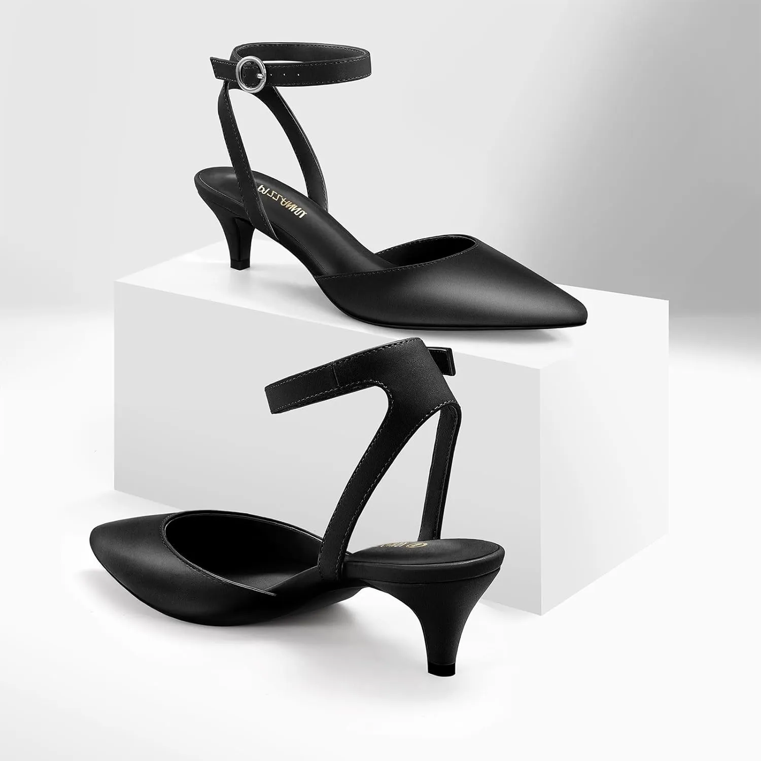 PIZZ ANNU Women's Aliaa Pointed Toe Low Kitten Heels Comfort Wedding Party Casual Dress Closed Toe Pumps Shoes with 2 Inches Low Heel Design