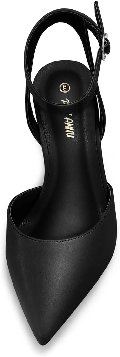 PIZZ ANNU Women's Aliaa Pointed Toe Low Kitten Heels Comfort Wedding Party Casual Dress Closed Toe Pumps Shoes with 2 Inches Low Heel Design