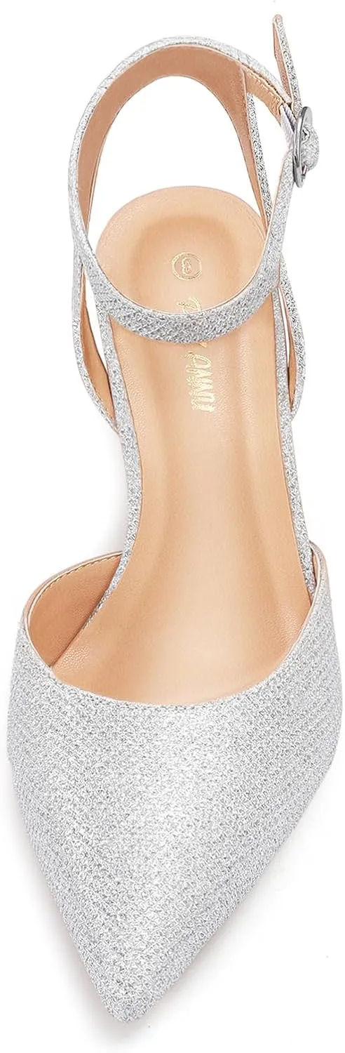 PIZZ ANNU Women's Aliaa Pointed Toe Low Kitten Heels Comfort Wedding Party Casual Dress Closed Toe Pumps Shoes with 2 Inches Low Heel Design