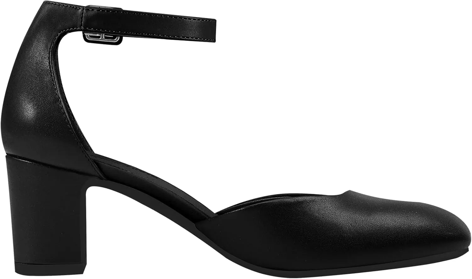 PIZZ ANNU Women's Gilaa Closed Toe Low Chunky Heels Pumps Ankle Strap Wedding Business Round Toe Block Dress Shoes