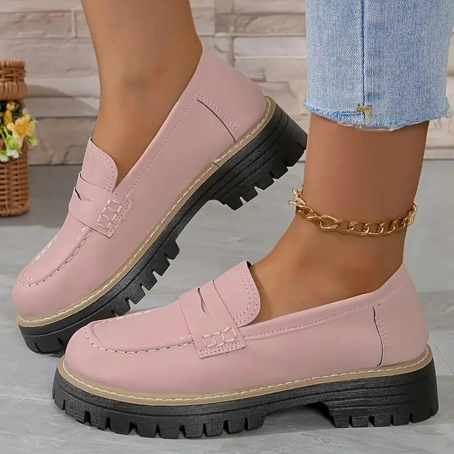 Platform Loafers for Women Suede Penny Loafer Comfort Driving Moccasins Casual Slip-Ons Flats Fashion Business Work Shoes