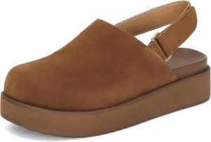 Platform Slingback Clogs Mules for Women Suede Leather Slip on Women's Slippers Mini Boots Ankle Boots Comfy Anti-Slip Boot Outdoor Brown