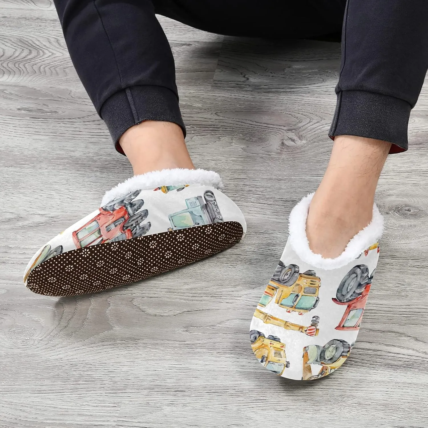Poeticcity Unisex Fuzzy House Slippers, Warm Fur Lining Shoes, Non-Slip Memory Foam Slippers M-XXL