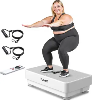 POWET Vibration Plate Exercise Machine for Weight Loss, Woukout & Lymphatic Drainage – Whole Body Vibrating with 99 Speed Levels & 5 Pre-Set Modes – Supports Up to 400lbs, Ideal for Home Use