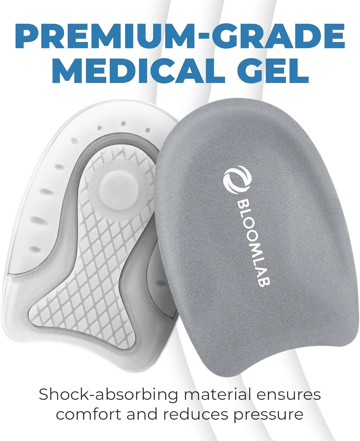 Premium Gel Heel Pads for Shoes, 2 Pack, FSA HSA Eligible, for Plantar Fasciitis, Bone Spurs, Pain Relief Protectors of Sore or Bruised Feet, Foot Relief Support Comfort Cushion Insoles for Women/Men