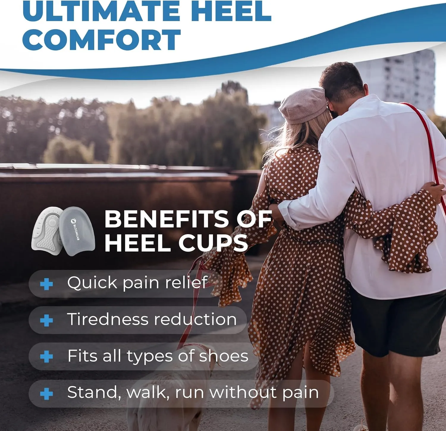 Premium Gel Heel Pads for Shoes, 2 Pack, FSA HSA Eligible, for Plantar Fasciitis, Bone Spurs, Pain Relief Protectors of Sore or Bruised Feet, Foot Relief Support Comfort Cushion Insoles for Women/Men